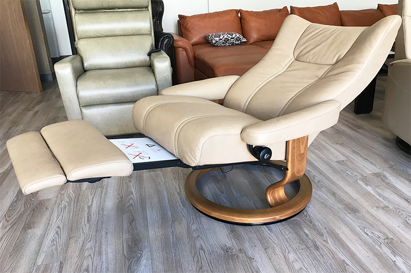 Stressless Wing Leg Comfort Paloma Sand Leather Color Recliner Chair with Footrest