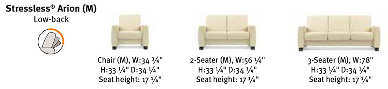Stressless Arion Low Back Sofa Dimensions