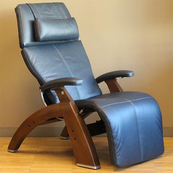 Human Touch PC-510 Power Electric Perfect Chair Recliner in Navy Blue Leather