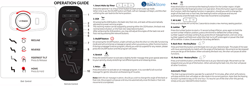 Svago Swivel SV-500 Leather Zero Anti Gravity Recliner Chair Operation Guide